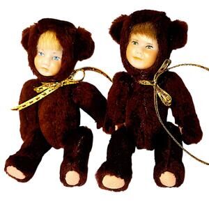 Sweet Pair of Poseable Jointed Little Boy Bears